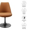 Modway Lippa Faux Leather Swivel Dining Side Chair in Black Tan - Rotating Office Chair with No Wheels - 2 of 4