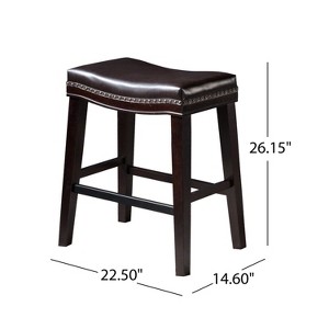 Okak 26 Inch Counter Stools Set of 2/4, Contemporary Saddle Stools with Upholstered Seat and Nailhead Trim, for Kitchen Island, Dining Room - 1 of 4