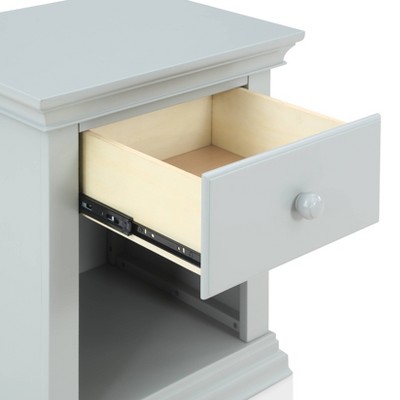 Gray 1-Drawer Nightstand with Bottom Shelf