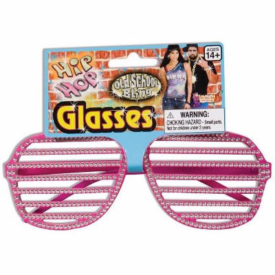 Forum Novelties Hip Hop Rhinestone Pink Slat Costume Glasses