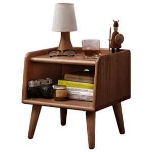 GlasFlength Nightstands Modern Solid Beech Wood Bedside Cabinet with Open Storage Simple Design for Bedroom, Brown, 13.78"*15.75"*15.75" - 1 of 4