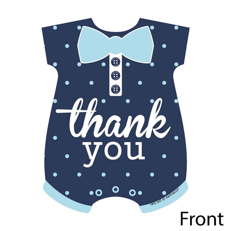 Big Dot of Happiness Hello Little One - Blue and Navy - Shaped Thank You Cards - Boy Baby Shower Thank You Note Cards with Envelopes - Set of 12, 3 of 8