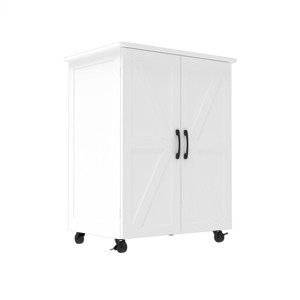 GlasFlength Kitchen Carts and Islands Rolling Kitchen Table Storage Island Mobile Buffet Server Table for Dining Room, White, 27.36"*19.68"*35.55" - 1 of 4