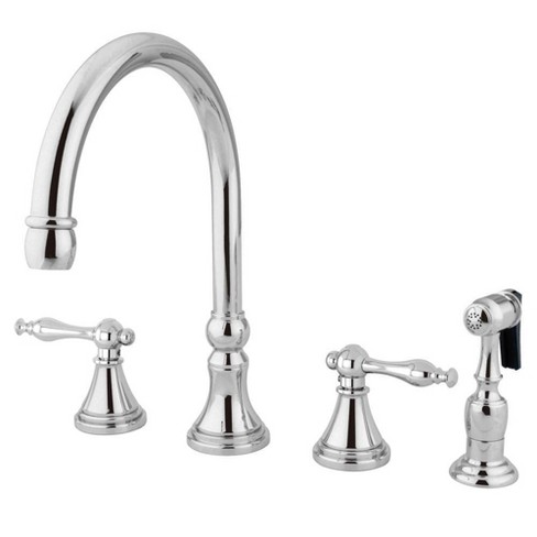 Chrome Widespead 4 Hole Solid Brass Kitchen Faucet Kingston