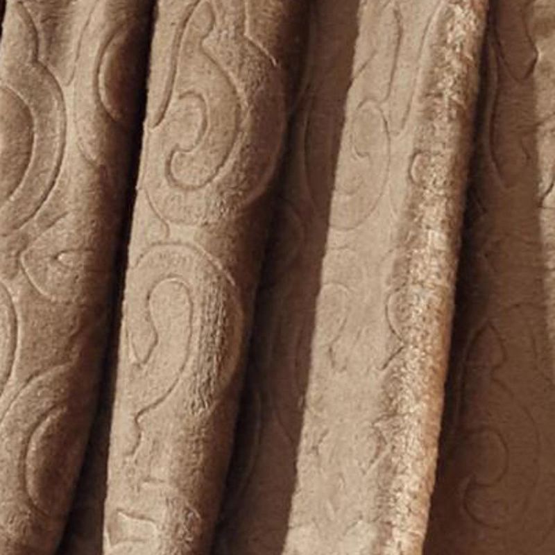 Dama Scroll All Season Embossed Pattern Ultra Soft and Cozy 50" x 60" Throw Blanket, Taupe, 4 of 5