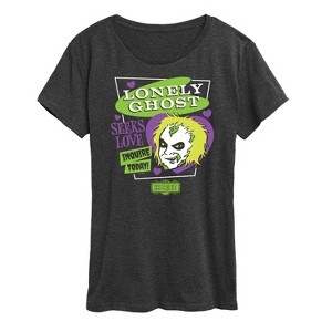 Women's - Beetlejuice - Beetlejuice Lonely Ghost Seeks Love Short Sleeve Graphic T-Shirt - 1 of 4