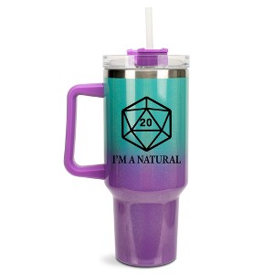 100 North I'm A Natural Nat 20 Dice Role Playing Game Wrap-Around 40 Oz. Stainless Steel Water Bottle Coffee Mug, Spill & Leak Resistant, Travel - 1 of 4