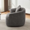 Modern Gray Upholstered 38.2" Swivel Accent Chair with Rounded Arms and Pillow for Living Room or Office Seating-Maison Boucle - 3 of 4