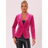 INSPIRE CHIC Women's Office Solid Shawl Collar Jetted Pockets One Button Velvet Blazer - 3 of 4