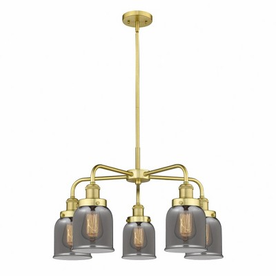 Bell - 5 Light Stem Hung Chandelier In Art Deco Style-14.75 Inches Tall and 23 Inches Wide
