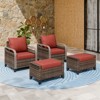 EAGLE PEAK Wicker Outdoor Chair, Patio Chair Curved Armrest, 2 Chairs 2 Ottomans, 4 Pieces - 2 of 4