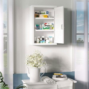 Resenkos 16" x 21" Lockable Medicine Cabinet, 3 Tier Steel Medical Wall Box with 2 Keys and Shelves for Bathroom, - 1 of 4