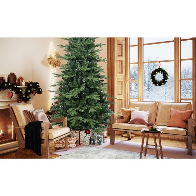 YOOCOZZ Trendy Christmas Decor- 4FT Green PVC+PE Full & Lush Hinged Xmas Tree, 919 Tips, Metal Stand, Easy Assembly, Realistic Mixed Needle Design