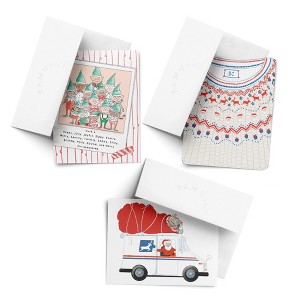 Holiday Winter Card Pack (3ct, Assorted) Fair Isles, Santa Delivery Man, Elf Family by Ramus & Co - 1 of 4