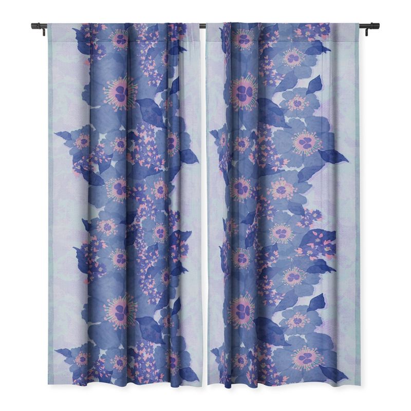 Sewzinski Retro Blue Flowers 50" x 96" Single Panel Room Darkening Window Curtain - Society6, 3 of 5