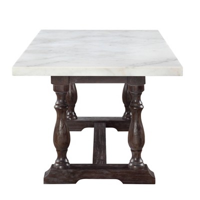 Espresso Elegance Rectangular Dining Table with White Marble Top