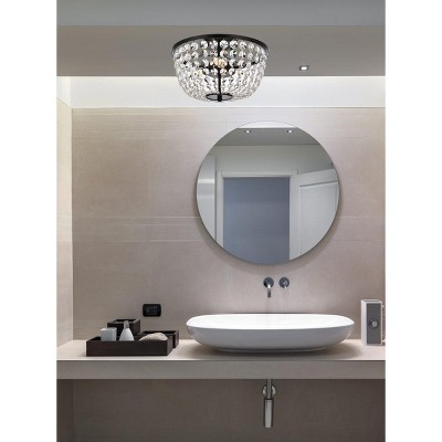 Cora 13'' Black Iron and Crystal Flush Mount Light