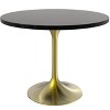LeisureMod 5-PC Dining Set - 36" Round Dining Table Black MDF Top & Gold Base, 4 Velvet Dining Chairs in White Steel Legs - 4 of 4