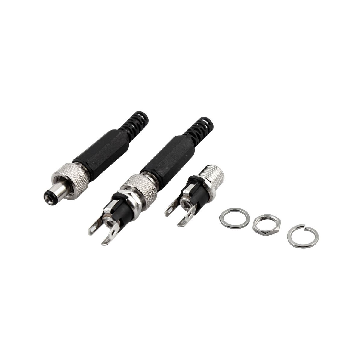 Unique Bargains Lockable Male 5.5mm x 2.1mm DC Power Jack Socket Female Panel Connector 2 Pcs