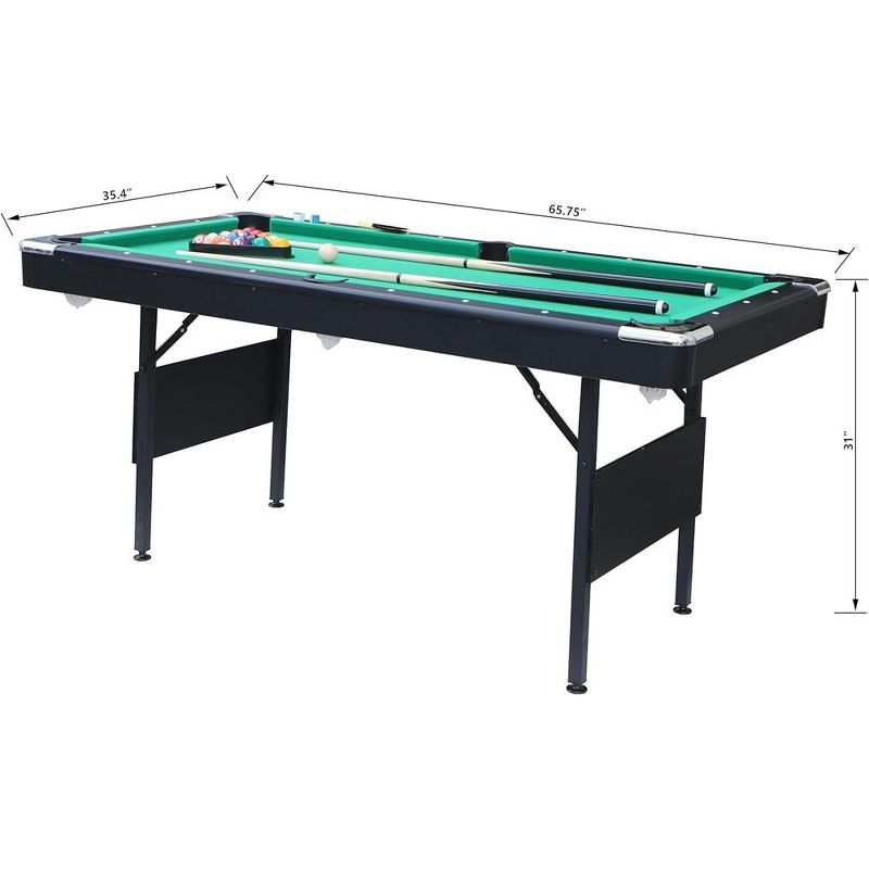 5.5 Ft Folding Portable Pool Table,Indoor Stable Pool Table for Kids, Adults, Green Cloth, 2 of 7