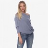 Anna-Kaci Women's Off-Shoulder Knit Sweater with Dolman Sleeves and Ribbed Fashion Cuffs - 4 of 4