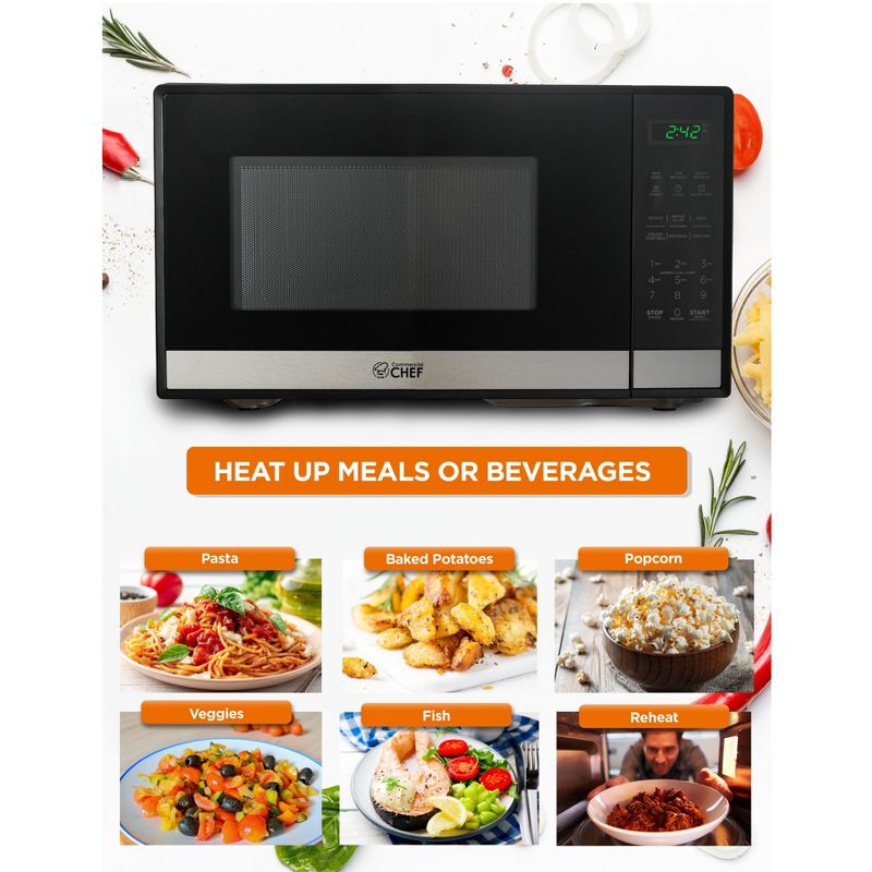 COMMERCIAL CHEF Countertop Microwave Oven 0.9 Cu. Ft. 900W, 3 of 9