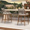 PURPLE LEAF 2 Pieces Bar Stools Patio Modern Rattan Barstools Aluminum Woven Tall Bar Chairs with Cushions for Outdoor Kitchen Island Garden - 3 of 4