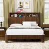 KWPZQEB Bed Frame with 2-Tier Storage Headboard, Wood Platform Bed Frame with Built in Charging Station, Metal Support/Noise-Free/No Box Spring Needed - 2 of 4
