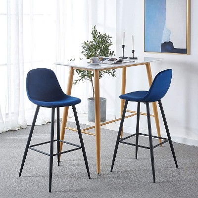 TOAOTBNBOB Industrial Bar Chairs with Metal Legs, Modern Barstools Set of 2, Comfortable Bar Stools for Kitchen Island