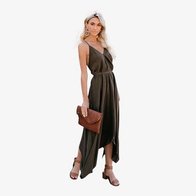 Anna-Kaci Women's Sleeveless Wrap Maxi Dress with High-Low Hem
