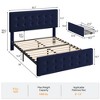 Bed Frame with 4 Storage Drawers, Linen Upholstered Platform Bed Frame with Wooden Slats Support, Button Tufted Design - 2 of 4