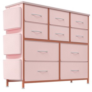 Bedroom Dresser, 10 Drawer Dresser and Chest of Drawers with Fabric Pockets, Side Pockets and Steel Frame, Tall Dresser for Hallway, Living Room - 1 of 4
