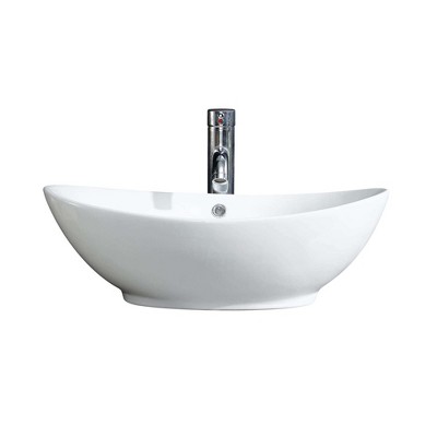 Modern White Ceramic Oval Vessel Bathroom Sink