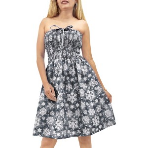 HAPPY BAY Women's Beach A line Slit Mini Dress Ruched Tube Top Evening Party Short Strapless Casual Christmas Tree Dress for Women - 1 of 4