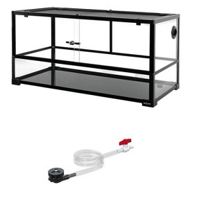 REPTI ZOO 30"×12"×12" Water-Land Ecological Turtle Tank, Aquatic Turtle Aquarium Terrarium  with Drainage System and Basking Platform（18 Gallon） - 1 of 4