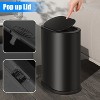 Aoibox Stainless Steel Bathroom Trash Can with Pop-Up Lid, Small Garbage Bin for Bedroom, Toilet, Office, Waterproof & Odor-Proof, Slim Design, Black - 3 of 4
