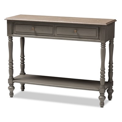 Noemie Country Cottage Farmhouse Finished 2 Drawer Console Table Brown - Baxton Studio