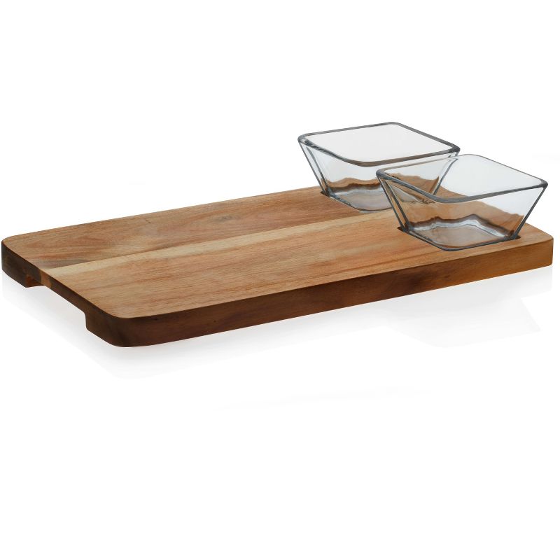 Libbey Acaciawood 2-Piece Glass Dipping Bowl Set with Wood Serving Board, 5 of 7