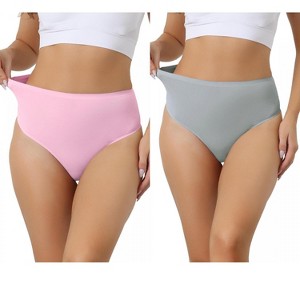 Allegra K Women's High Waist Tummy Control Stretch T-back Breathable Comfortable Thongs 2 Packs - 1 of 4