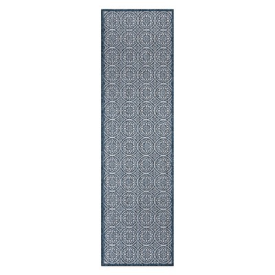 World Rug Gallery Transitional Floral Circles Textured Flat Weave Indoor/Outdoor Area Rug