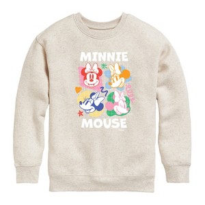 Boys' - Disney - Minnie Mouse Multicolored Grid Graphic Long Sleeve Fleece Sweatshirt - 1 of 4