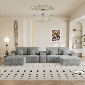 GDFStudio Mireille 150'' Modern 6-Seater Upholstered Sectional Sofa with 2 Ottomans and Pillows - 1 of 4