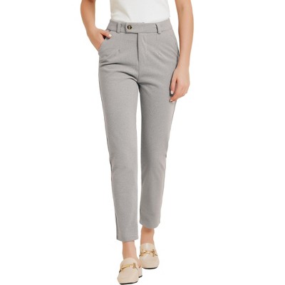 Allegra K Women's Straight Casual Button Down High Waist Cropped Pants