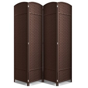 Sorbus 4 Panel Room Divider Panel, 6 ft. Tall Extra Wide Double Hinged Panels - Folding Privacy Screens - Chocolate - 1 of 4