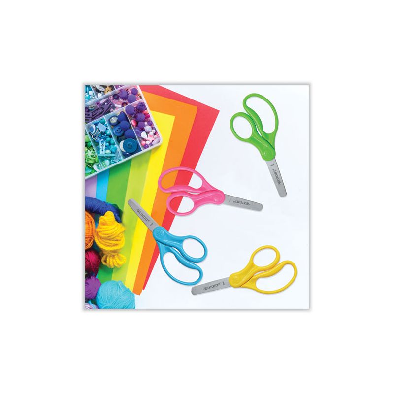 Westcott For Kids Scissors, Blunt Tip, 5" Long, 1.75" Cut Length, Assorted Straight Handles, 12/Pack, 4 of 7