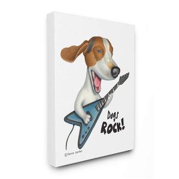 Stupell Industries Beagle with Guitar 'Dog's Rock' Musical Inspiration