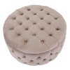 WestinTrends Round Velvet Tufted Storage Ottoman for Living Room Bedroom - 3 of 4