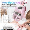 SAVILAND Nail Polish Organizer Bag: PU Leather Nail Kit Organizer (D-Holographic Pink) - 2 of 4