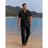 COOFANDY Men 2 Piece Linen Outfit Beach Button Down Shirt Casual Loose Pant Sets - 4 of 4