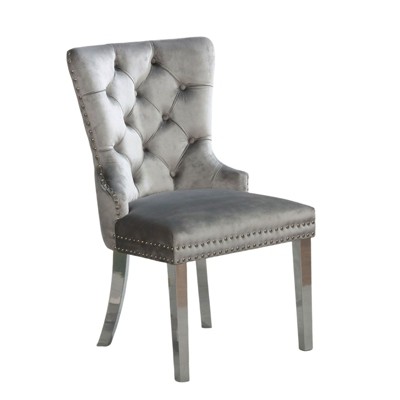 NicBex 2pc Upholstered Dining Chair with Nailhead Trim & Tufted Button for Kitchen,Dining Room